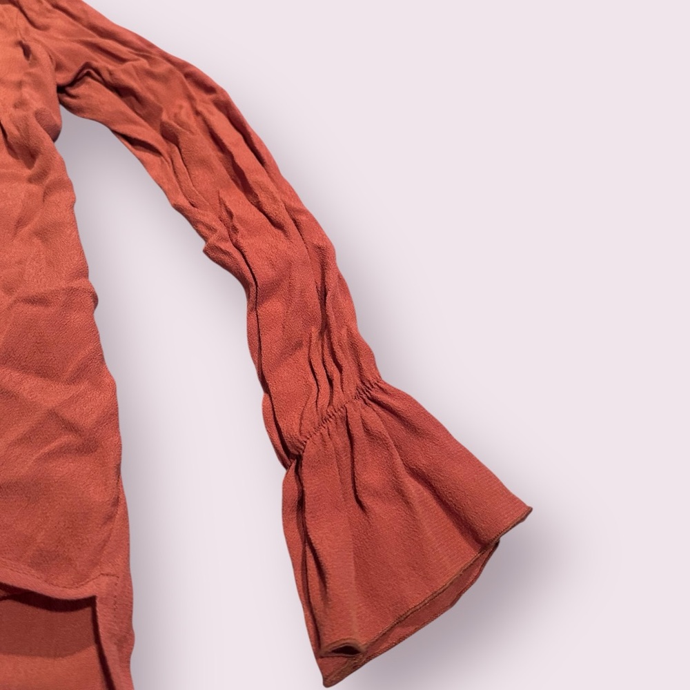 NWT Elan Women's Elegant Burnt Orange Cross Strap Wrap Blouse Size Medium - Picture 4 of 12